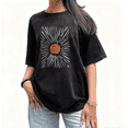 thumbnail image 1 of Washed Vintage Sun Line Graphic Comfortable Tee T-Shirt Top Print Short Sleeve Round Neck Black S-2XL Plus Size, 1 of 5
