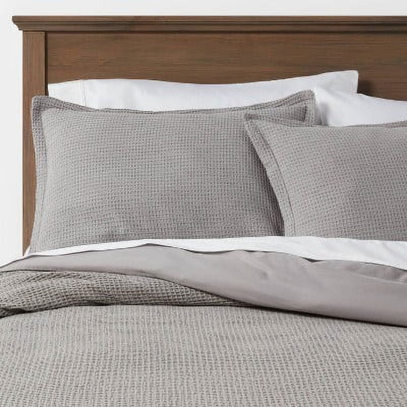 Washed Waffle Weave Duvet Cover & Sham Set Threshold