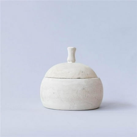 Washed White Lidded Decorative Wooden Jar