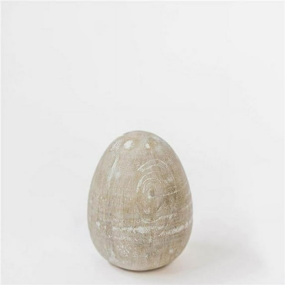 Washed White Wooden Egg Paperweight