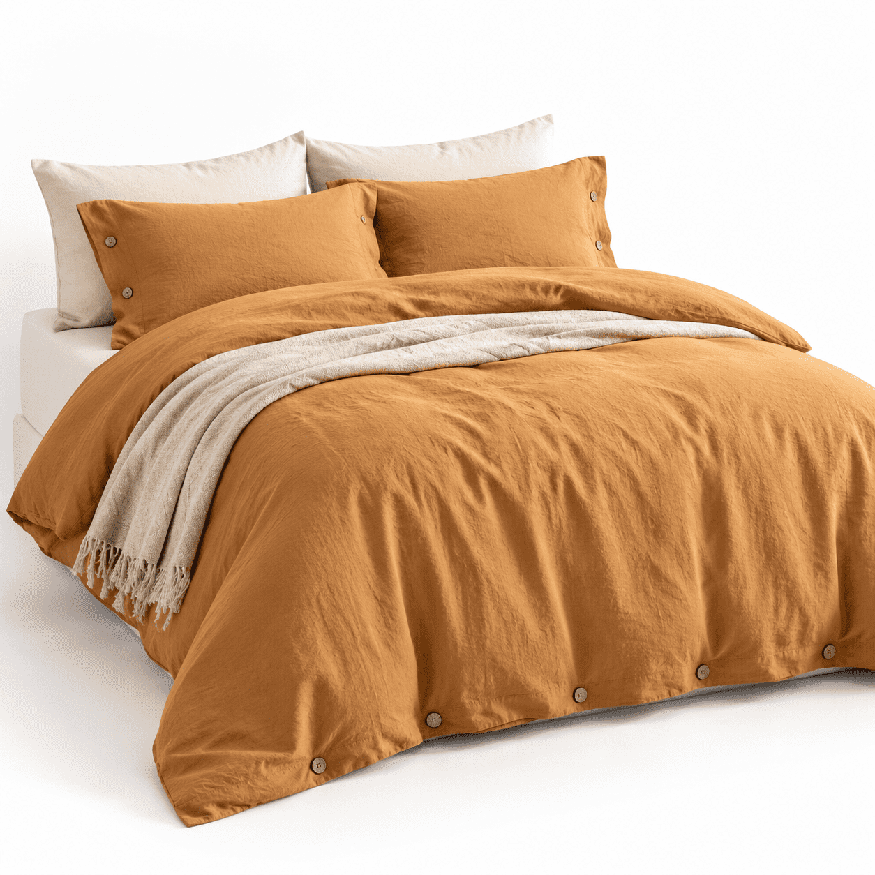 Fall Photo With Auto Washedton Fall Orange Duvet Cover Queen Linen-like - Walmart.com
