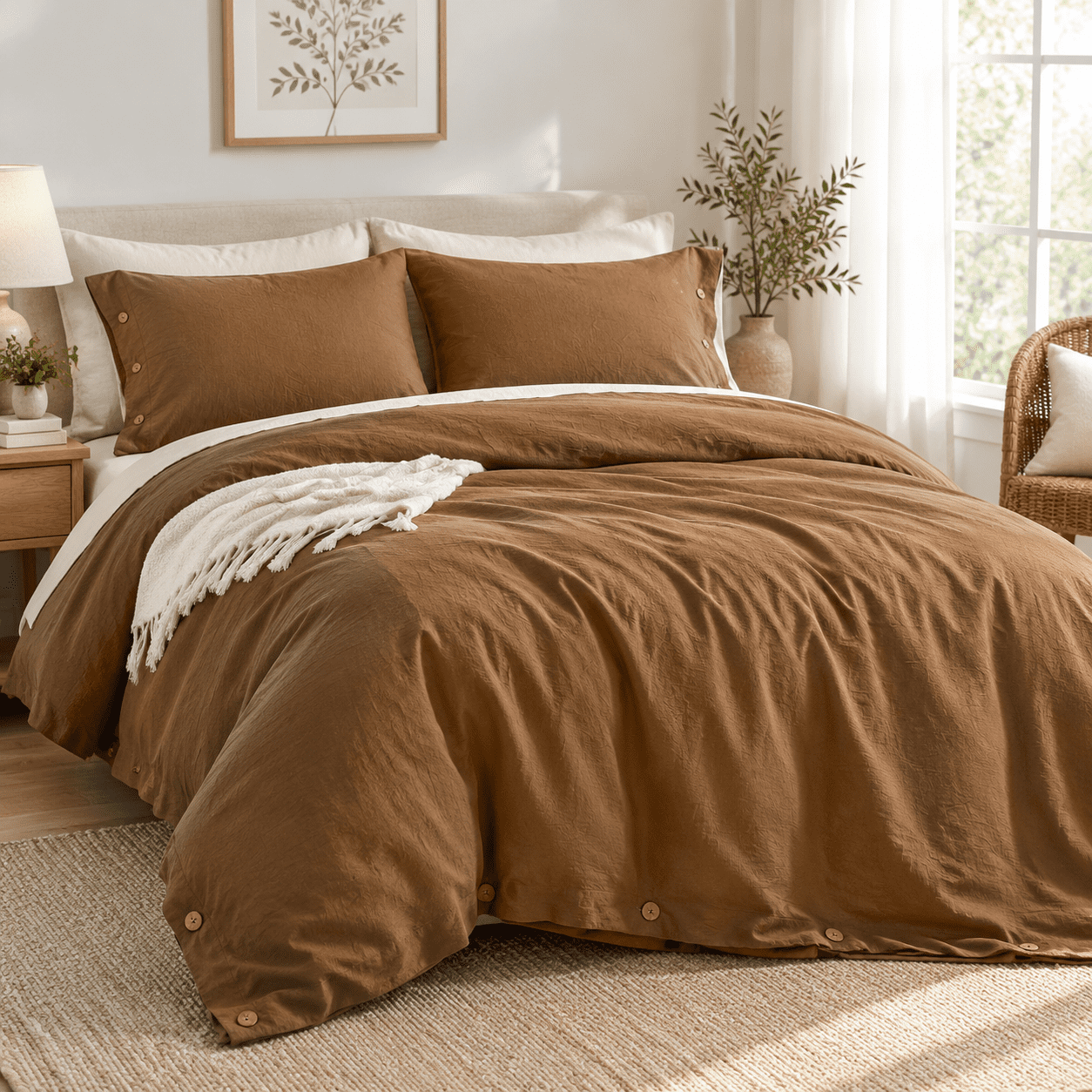 Fall Photo With Auto Washedton Fall Pumpkin Duvet Cover Full Linen-like - Walmart.com