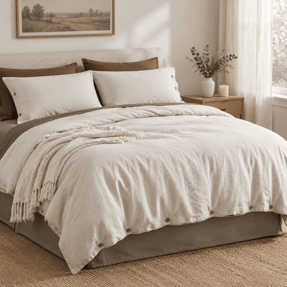 Washedton Gray Duvet Cover King Linen-like - Walmart.com