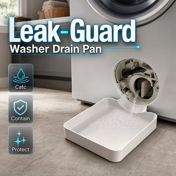 Washer Drip Pan, Universal Front-Load Washing Machine Drain Pan, Washing Machine Drainage Tray, Leak-Proof Easy Install Drain Funnel Water Catch Tray, Protect Floors Stay Dry, Stop Leaks