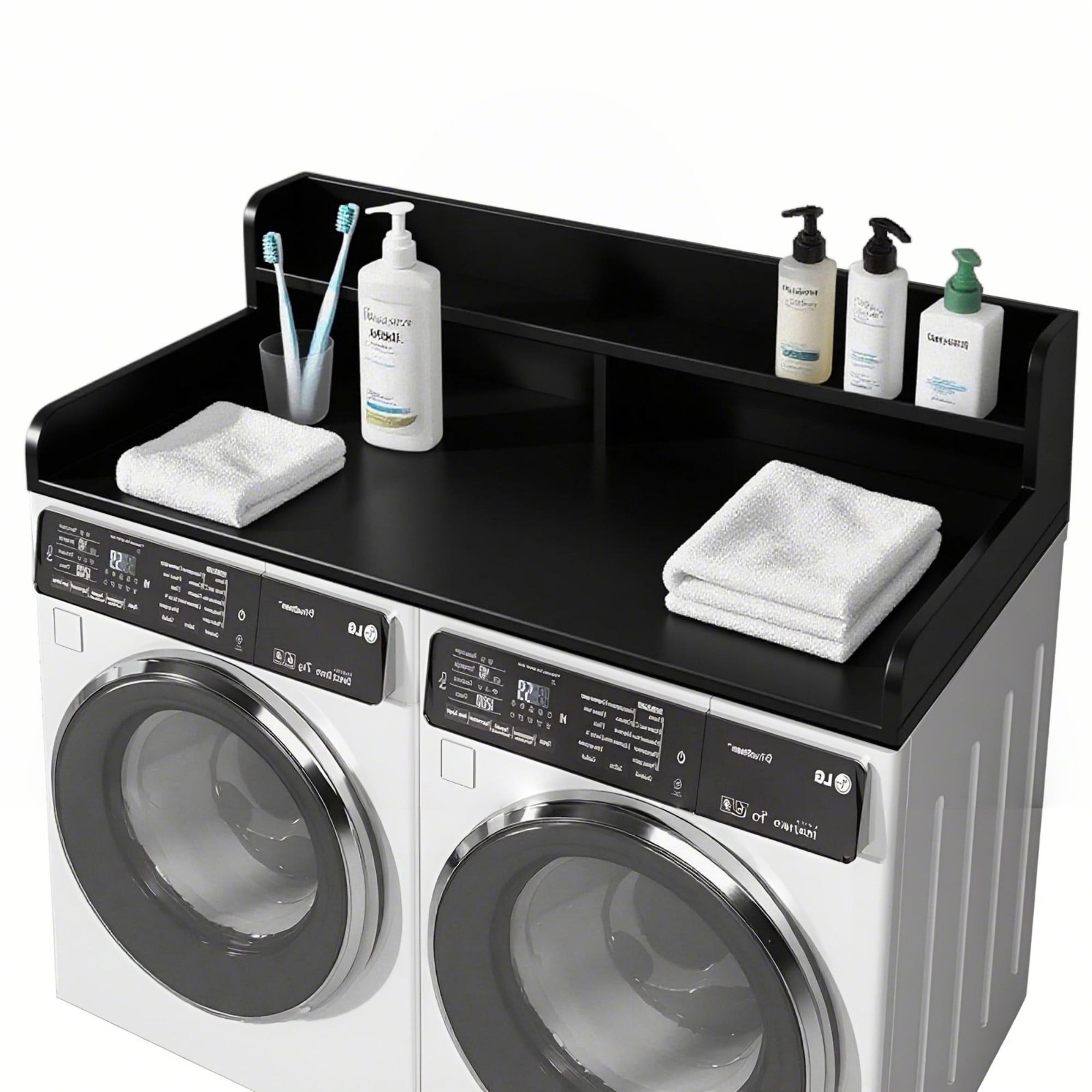 Washer Dryer Countertop,2-Tier Laundry Countertop Cover,Large Space Laundry Topper for Folding Clothes Over Washer and Dryer,54" W x 27.5" D,Black