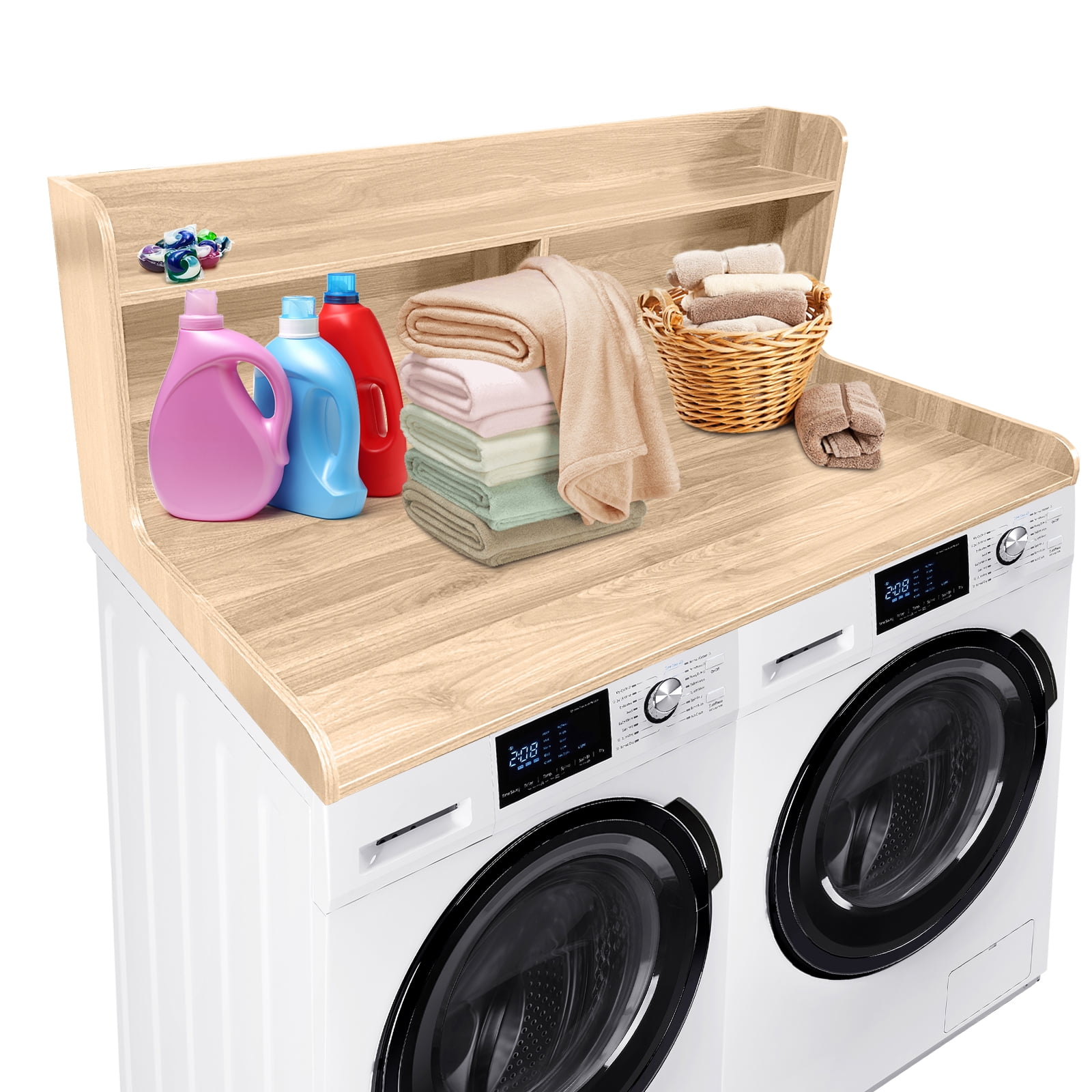 Washer Dryer Countertop, 2-Tier Washer Dryer Countertop Shelf Organizer, Washer and Dryer Topper with Storage Shelf for Laundry Room Organization,54" x 27.55"