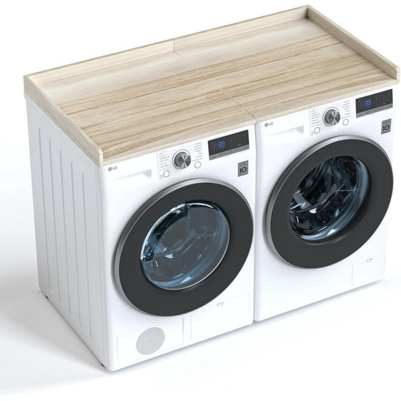 Washer Dryer Countertop, Foldable Laundry Countertop with Edge Rails - 27.5" x 54" Melamine Finish for Laundry Room Organization (Oak)