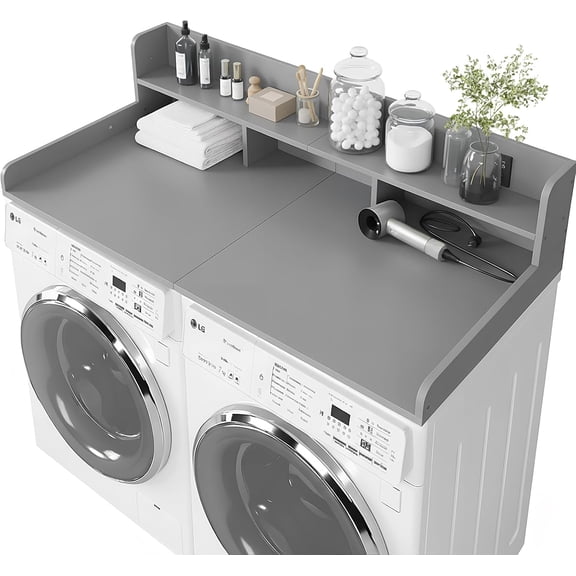 Washer Dryer Countertop with Shelf Laundry Countertop Over Washer and Dryer x Wooden Table for Folding Clothes for Laundry Room Organization and Storage (Oak)