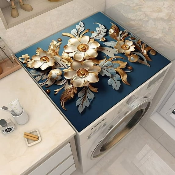 Washer and Dryer Covers Protector Mat, 23.6" x 19.7" Pure Color Silicone Rubber Mat for Laudry Machine & Dryer, Non-slip Waterproof Washable Pad for Laundry & Kitchen（S4）