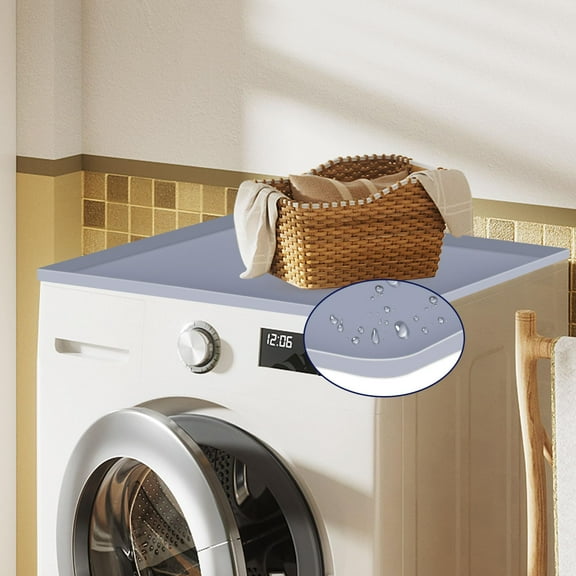 Washer and Dryer Covers for The Top, 23.6“ x 19.7" Washing Machine Top Protector, Protective Silicone Mat for Dryer Top, Washable Mat for Top of Washer or Dryer for Home Laundry Room, Grey