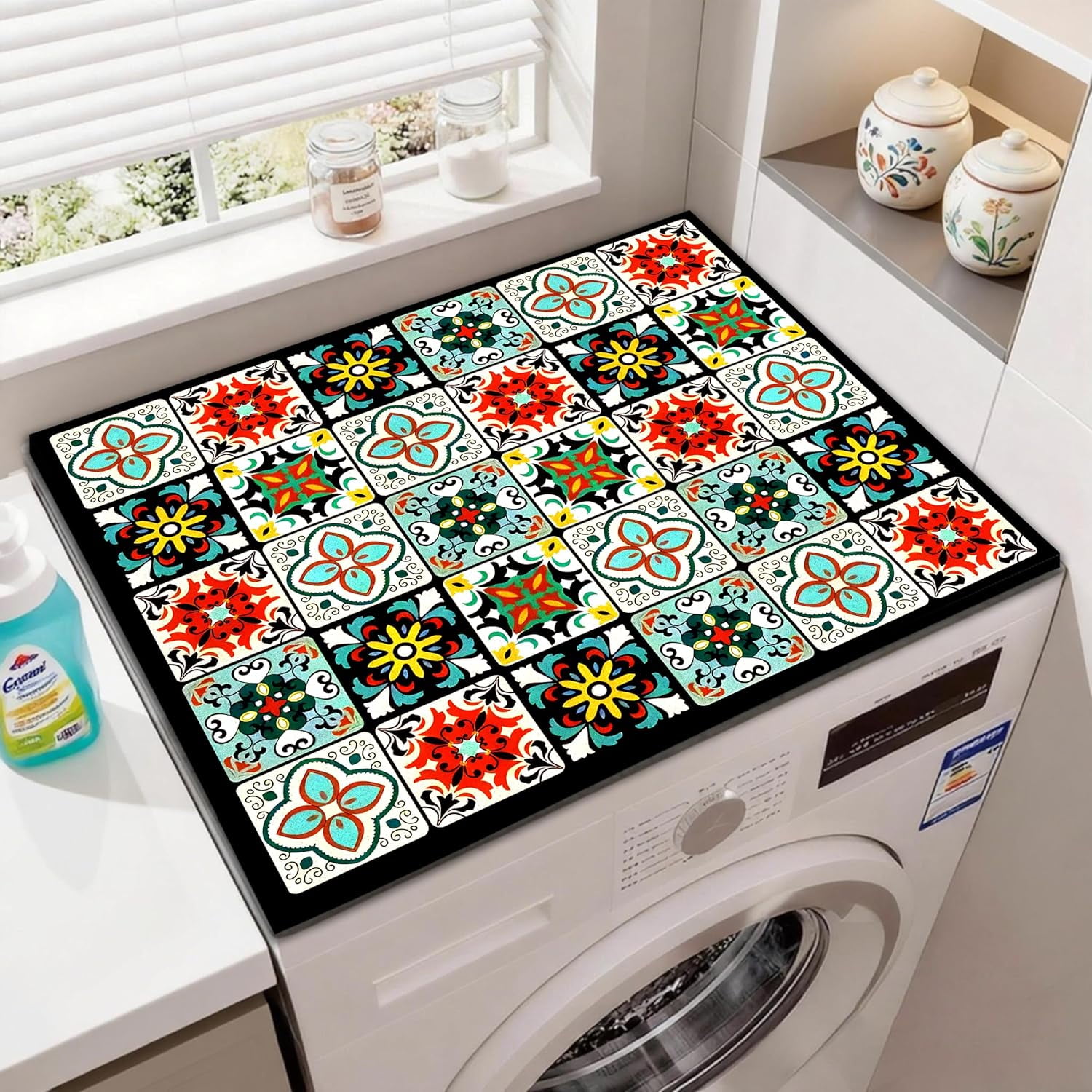Washer and Dryer Covers for the Top 23.6" X 19.7", Washer and Dryer Top Protector Mat, Non Slip Washing Machine Dust Cover Pad for Laundry Room Kitchen Home Decor