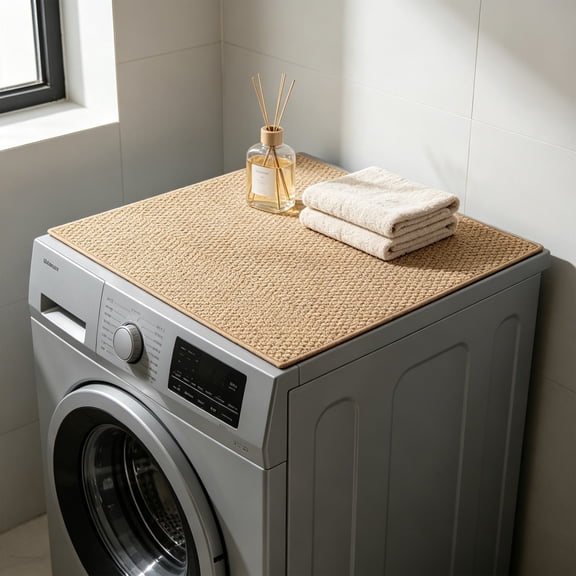 Washer And Dryer Covers For The Top, Topper Protector Mat ' Fabric Laundry Countertop Mat, Anti-Crease Rolled Packaging, Non-Slip Rubber Base, Washer Dryer Topper For Top Load Machine