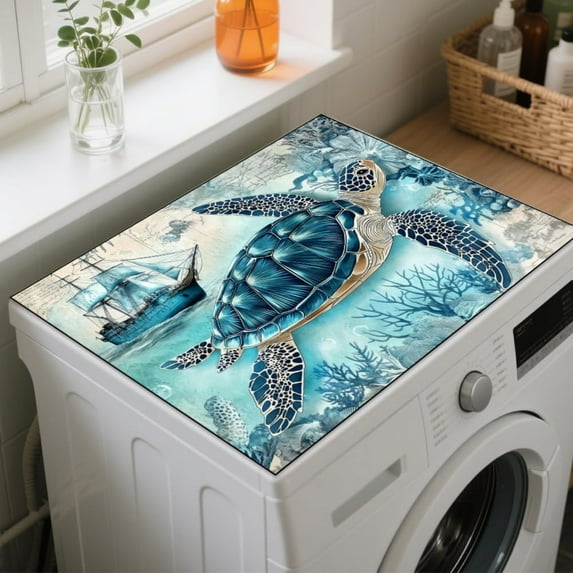Washer Dryer Dust Cover Mat 23.6×19.7inch Butterfly Daisy Beautiful Washing Machine Top Protector Pads Non Slip Washing Machine Top Covers for Laundry Room Living Room Desk