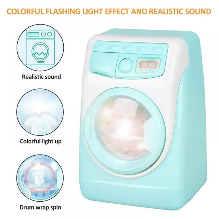 Washer Dryer Realistic Pretend Play Appliance for Kids Interactive Toy Washing Machine Laundry Accessories Unique Toy Ages 3