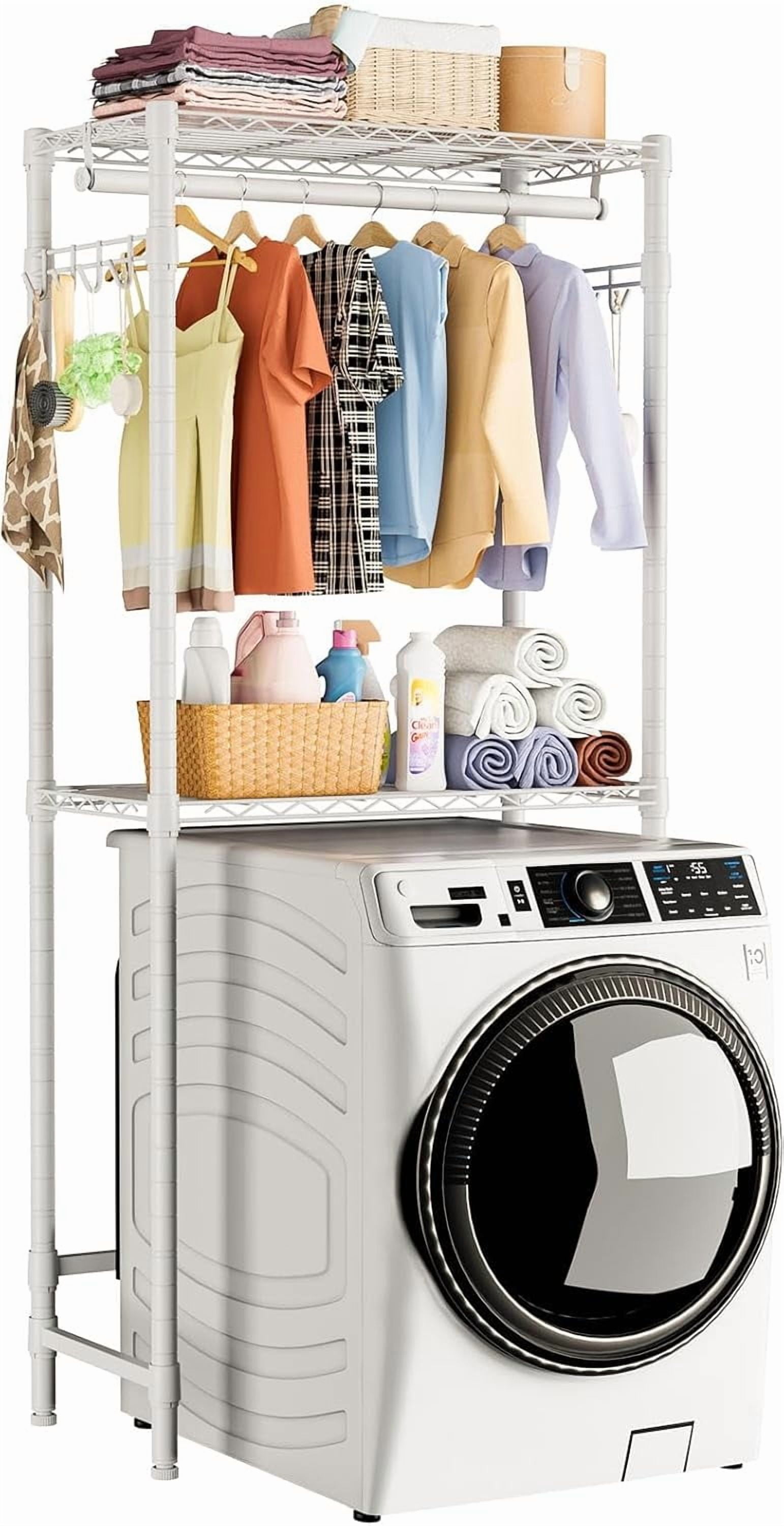 Over Washer and Dryer Shelves,2 Tier Adjustable Height Wire Shelving ...