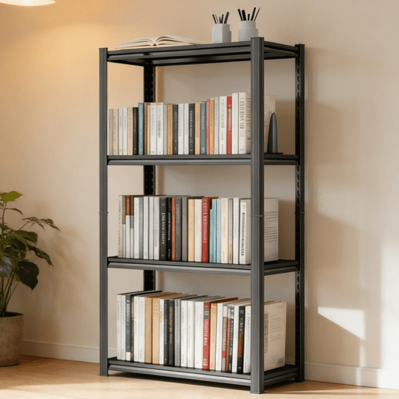 Over Washer and Dryer Shelves,4 Tiers Laundry Room Metal Standing Shelf,Laundry Room Storage Organization,Adjustable Metal Shelving Unit,40" W x 18" D x 54" H, Black