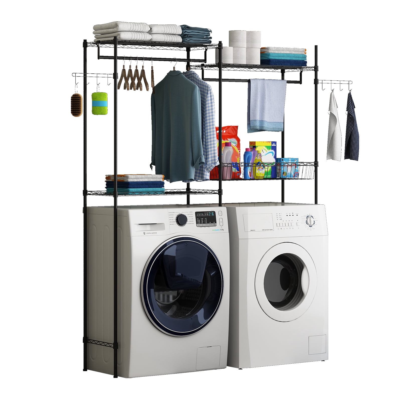 Over Machine Drying Rack Over Washer and Dryer Shelves, 57.4 in W Laundry Room Storage and ...