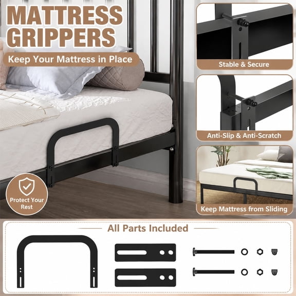 Washer Dryer Stack Bracket, Heavy Duty Clips, Stainless Steel Screws, Universal Fit Washing Machine Stack Kit, Black Powder Coated 11X7X1 in Iron Frame Guard Bar Set with 2 Clamp