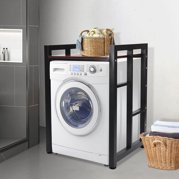 Washer Dryer Stacking Rack Stand, 25*25*41in Wooden Standing Washer & Dryer Machine Rack Shelf with Adjustable Laminate Heavy Duty Over Washer and Dryer Shelves for Laundry Room Apartments Bathroom