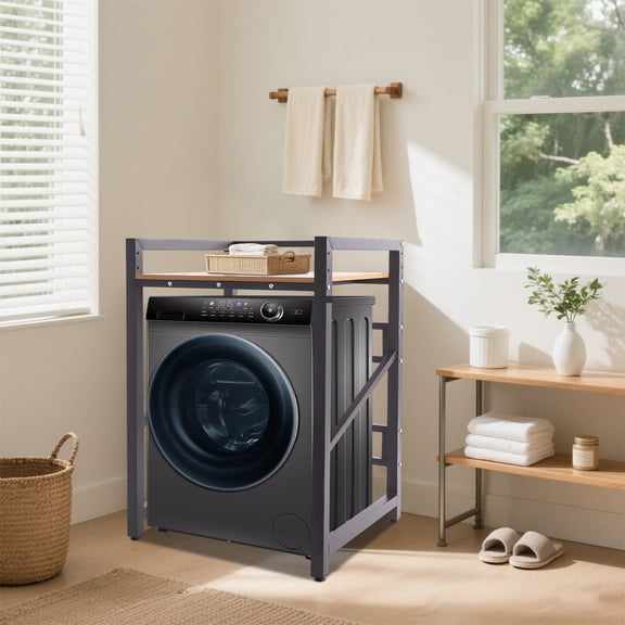 Washer Dryer Stacking Rack Stand,Heavy Duty Washing Machine Shelf,Washer&Dryer Stacking Rack with Adjustable Design