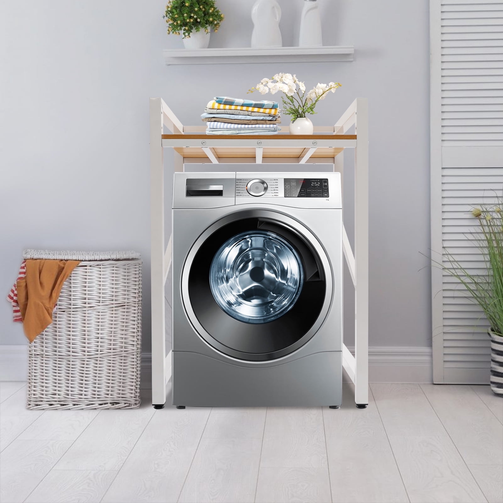 Washer Dryer Stacking Rack Stand, Heavy Duty Washing Machine Shelf, Washer&Dryer Stacking Rack with Adjustable Design