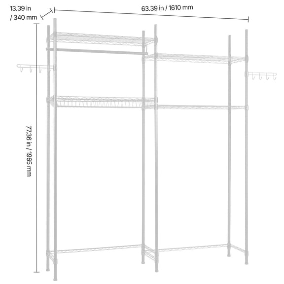 Over Washer&Dryer Storage Shelves,4 Tiers Laundry Room Drying Rack with Hanger Rod&Hooks,Two Rows Adjustable Washer Shelves Space Saver,for Laundry Room Storage&Organization,White