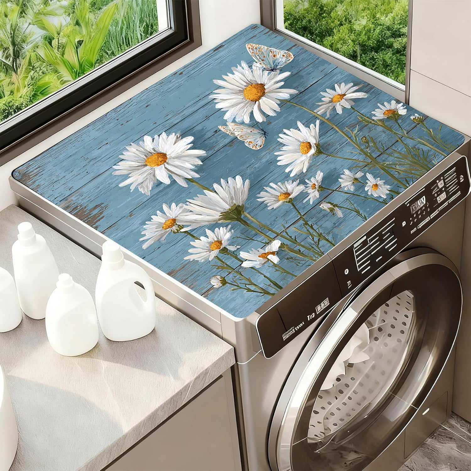 Washer Dryer Top Cover Mat, Non-Slip Laundry Room Decor, Laundry Room Kitchen Appliance Decor Protector, 23.6x19.7in