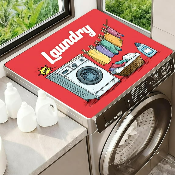Washer Dryer Top Cover Mat, Non-Slip Laundry Room Decor, Laundry Room Kitchen Appliance Decor Protector Size 23.6x19.7in