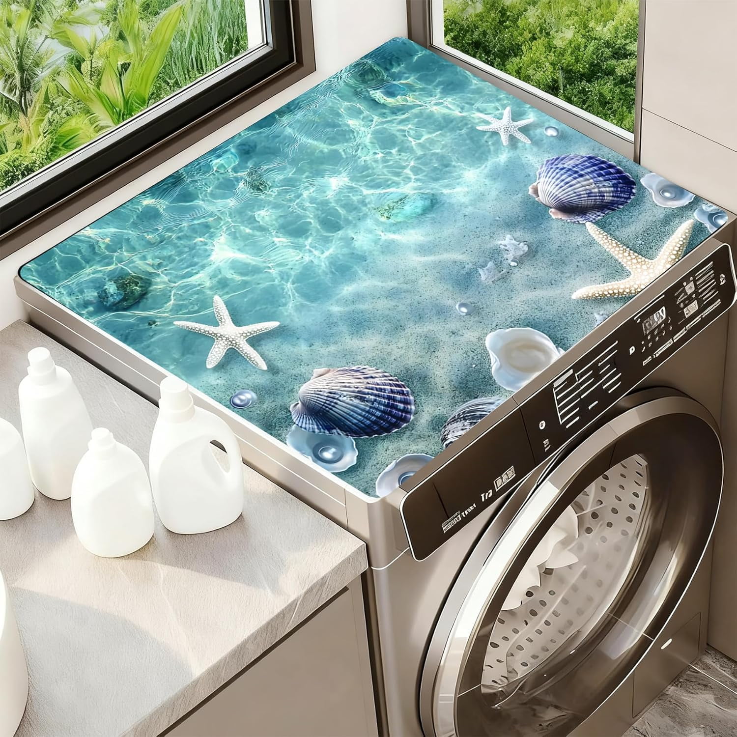 Washer Dryer Top Cover Mat, Non-Slip Laundry Room Decor, Laundry Room Kitchen Appliance Decor Protector, 23.6x19.7in