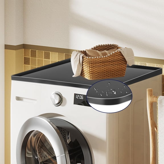 Washer and Dryer Top Protector, 23.6" x 19.7" Non-slip Silicone Dryer Cover for the Top, Dust-proof Protective Washing Machine Mat for Home, Laundry Room (Black)