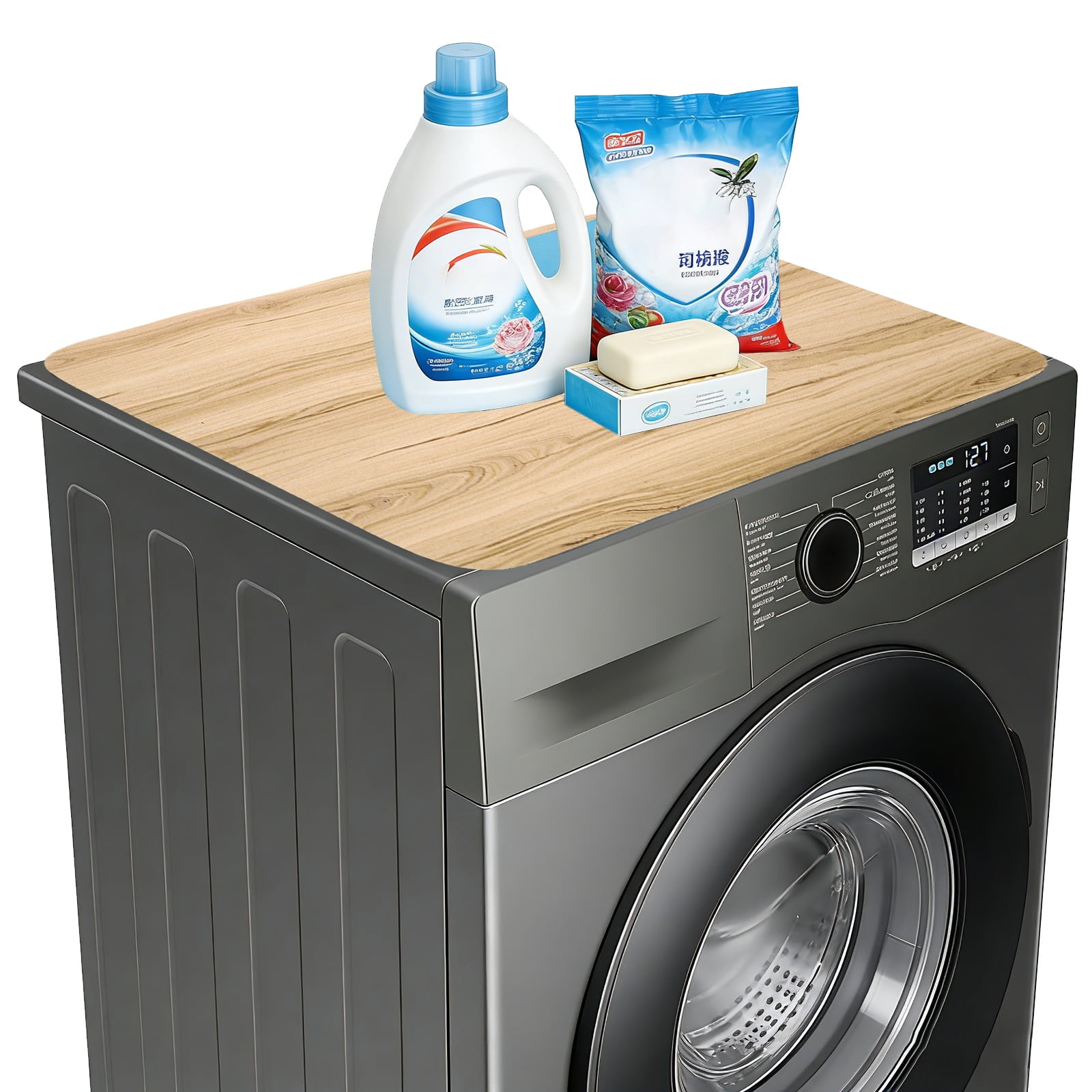 Washer and Dryer Top Protector Mat 16" x 12", 2Pack - Non-Slip, Quick Drying Rubber Washing Machine Top Cover Pad for Home Kitchen Laundry Room, Wood Grain