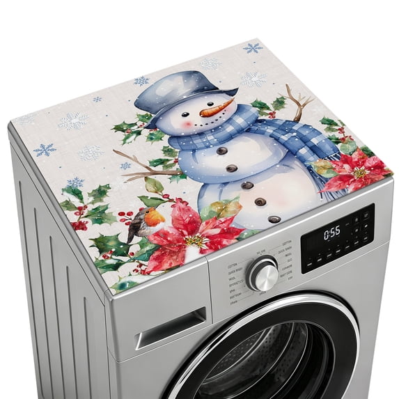 Bd Machine Washer and Dryer Topper Protector Mat 27x27 in, Beige Snowman Non-Slip ...
