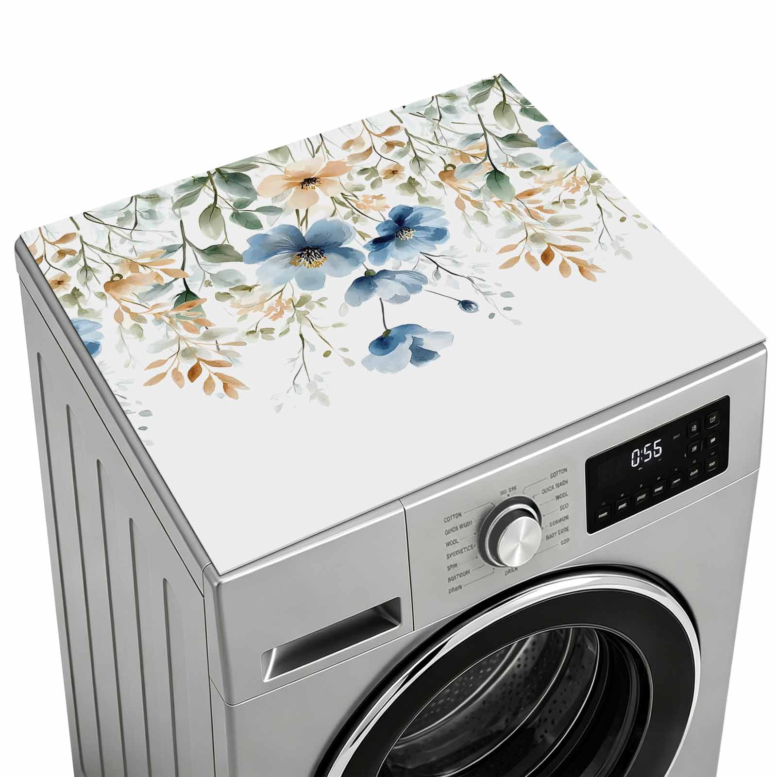 Washer and Dryer Topper Protector Mat 27x27 in, Blue Spring Floral Non ...