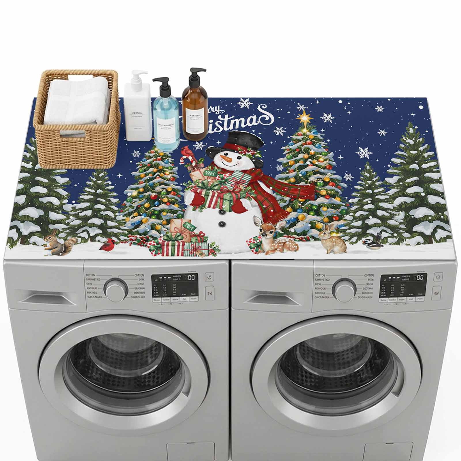 Washer and Dryer Topper Protector Mat 51.2x25.6 in, Navy Blue Christmas ...