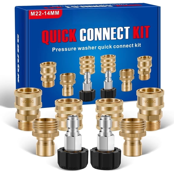 Washer Quick Connect Kit, M22 Swivel to 3/8'' Quick Connect, 3/4'' to Quick Release, M22 14mm Quick Connect  Washer Fittings  Suitable for  cleaning machine kit, Brass