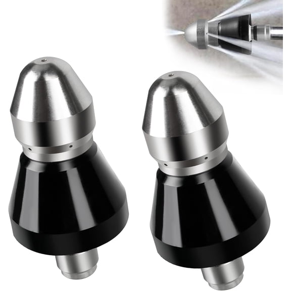 Washer Sewer Jetter Nozzle, Upgrade 2026 Sewer Cleaning Tool High Nozzle, Replace Drain Cleaner Hose Sewer Jetting Nozzle with 1/4'' Connector, 5000 PSI (2 Pack)