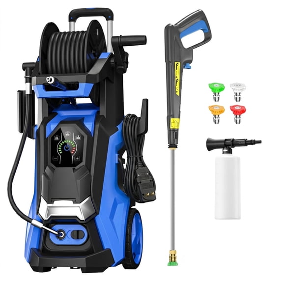 Washer with Smart Control and 15 Levels of Adjustment, 4500 PSI 3.0 GPM Electric Pressure Washer, Kink Resistant Hose, Quick Connect Fittings and Soap Tank for yard/patio/car/garden/outdoor cleaning