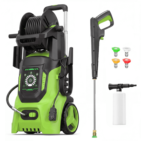 Washer with Smart Control and 15 Levels of Adjustment, 4500 PSI 3.0 GPM Home Use Electric Power Washer, Multiple Spray Nozzles and Anti-Slip Stable Base for Car, RV, Fence, Patio, Driveway Cleaning