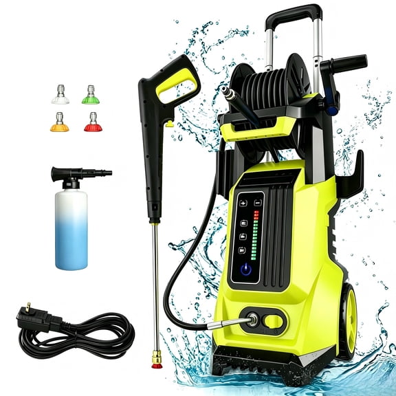 Washer with Smart Control and 15 Levels of Adjustment, 4500PSI 2.8GPM Electric Pressure Washer and Kink Resistant Hose for driveway,fence,car wash,home,outdoor,sidewalk,window,porch