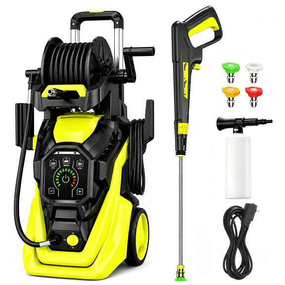 Washer with Smart Control and 15 Levels of Adjustment, 4500PSI 2.8GPM Electric Pressure Washer and Kink Resistant Hose for driveway,fence,car wash,home,outdoor,sidewalk,window,porch