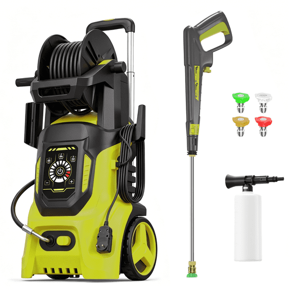 Washer with Smart Control and 15 Levels of Adjustment, 4500PSI 3.0GPM Electric Pressure Washer, Kink Resistant Hose, Quick Connect Fittings, Car, RV, Fence, Patio, Driveway, Roof, Window Cleaning