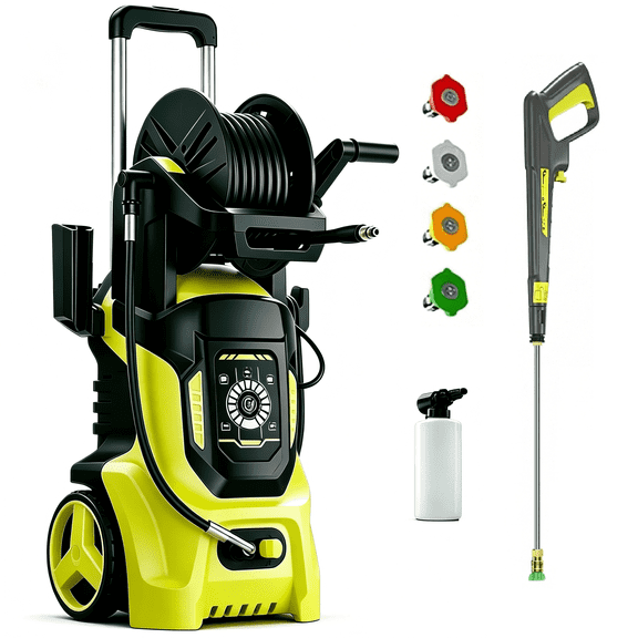 Washer with Smart Control and 15 Levels of Adjustment, 4500PSI 3.8GPM Electric Pressure Washer, Kink Resistant Hose, Quick Connect Fittings, Car, RV, Fence, Patio, Driveway, Roof, Window Cleaning