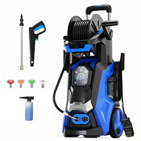 Washer with Smart Control and 15 Levels of Adjustment, 4500 PSI 3.8GPM Electric Pressure Washer, Kink Resistant Hose, Quick Connect Fittings and Soap Tank for fence/car wash/garden/car/yardcleaning