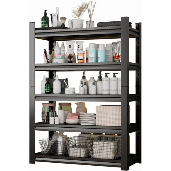 Over Washer Storage,5Tier Expandable Washer and Dryer Rack, Laundry Room Storage Over Toilet Washing Machine and Dryer Storage Rack Bathroom Organization, Hold 500 lb, Black