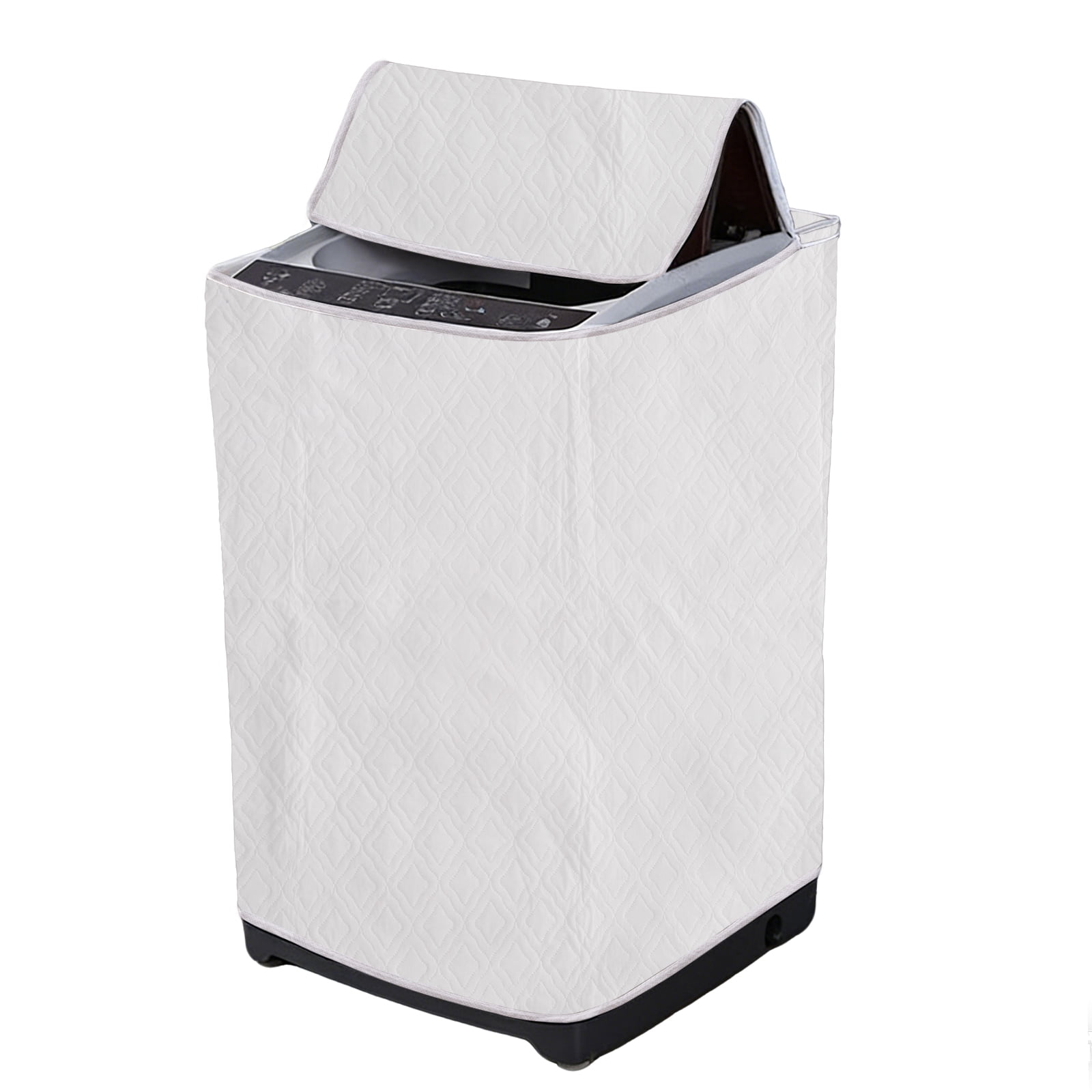 Washer and Dryer Covers 24"x24"x37"- Waterproof, Dustproof PEVA Top Load Washing Machine Cover with Zipper for Laundry Room Balcony, White
