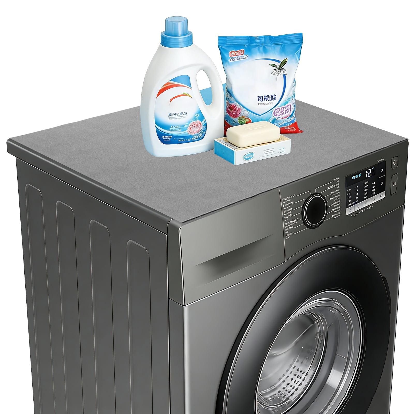Washer and Dryer Top Protector Mat 20" x 16" - Non-Slip, Quick Drying Rubber Washing Machine Top Cover Pad for Home Kitchen Laundry Room, Light Gray
