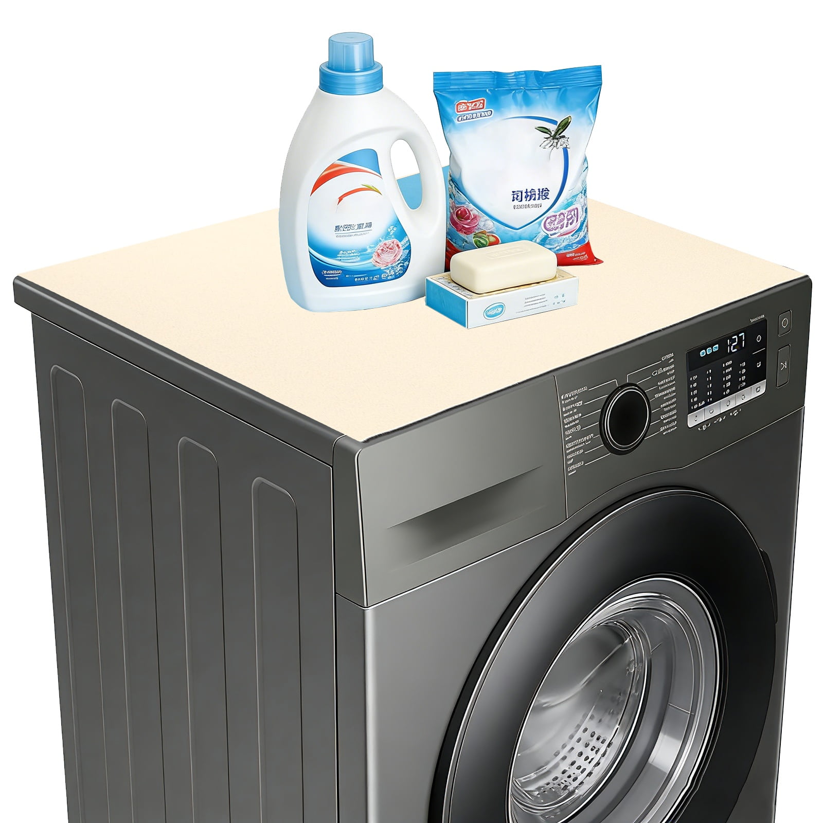 Washer and Dryer Top Protector Mat 20" x 20" - Non-Slip, Quick Drying Rubber Washing Machine Top Cover Pad for Home Kitchen Laundry Room, Beige
