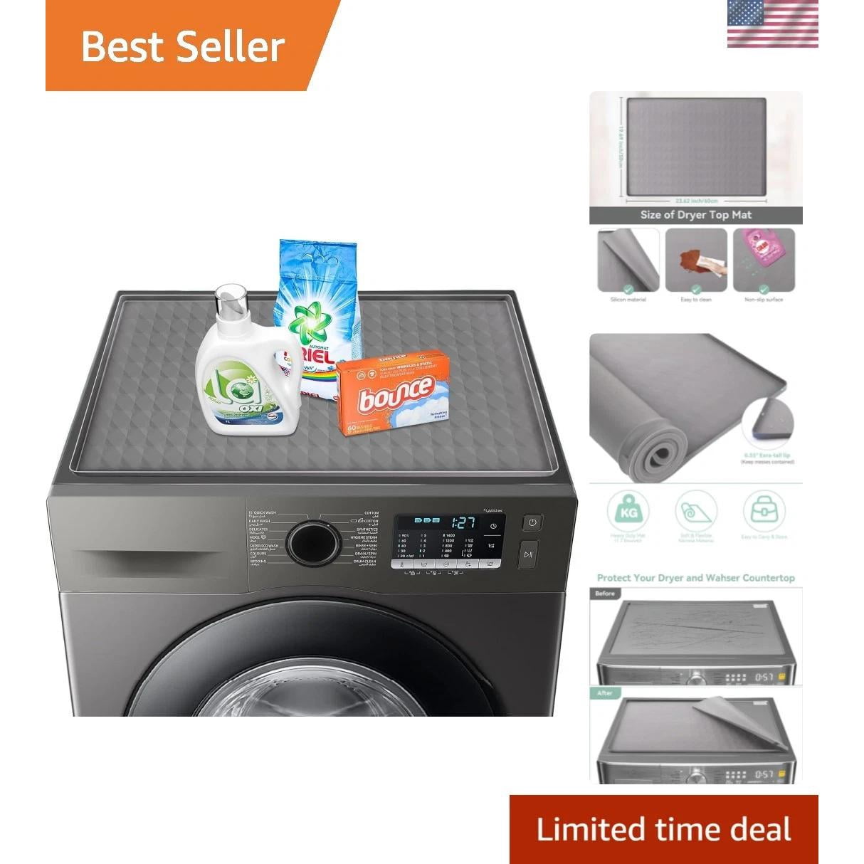 Washer and Dryer Top Protector Mat,23.6“ x 19.7" Silicone Rubber Mat for Laud...