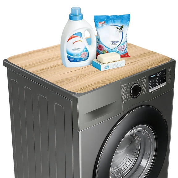 Washer and Dryer Top Protector Mat 24" x 16" - Non-Slip, Quick Drying Rubber Washing Machine Top Cover Pad for Home Kitchen Laundry Room, Wood Grain