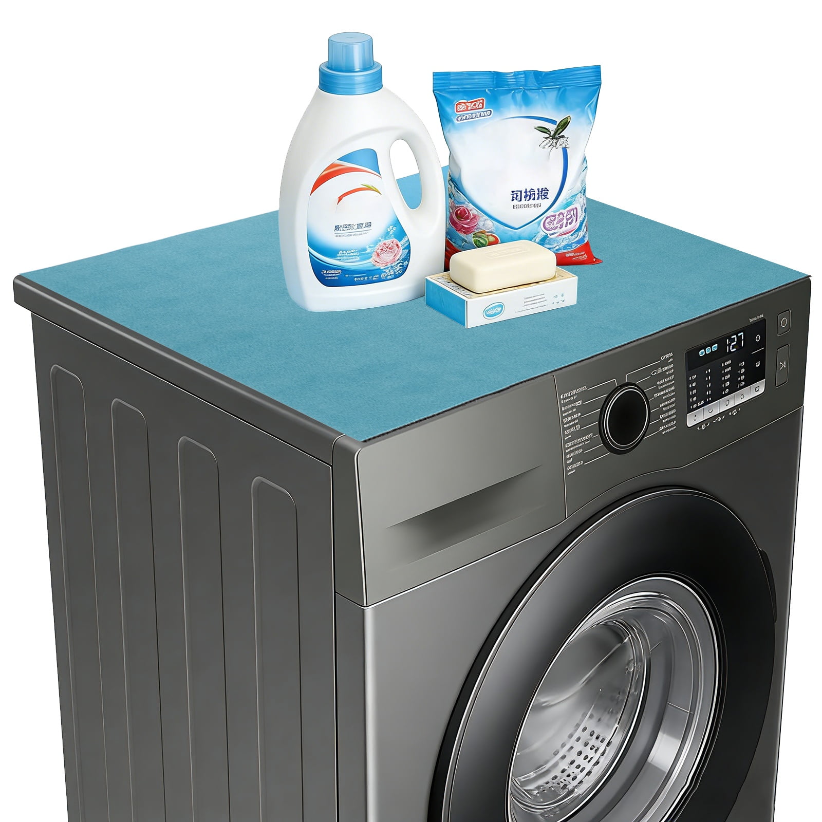 Washer and Dryer Top Protector Mat 24" x 20" - Non-Slip, Quick Drying Rubber Washing Machine Top Cover Pad for Home Kitchen Laundry Room, Blue